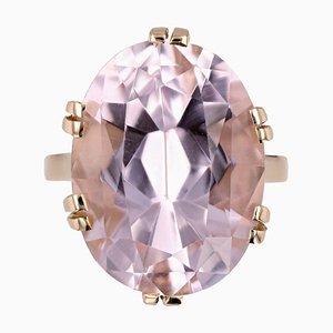 French 18 Karat Rose Gold Cocktail Ring with Kunzite, 1960s-OLU-1781020