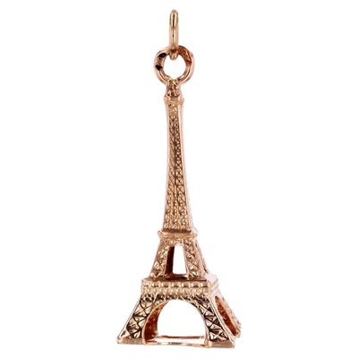 French 18 Karat Rose Gold Eiffel Tower Charm Pendant, 1960s-OLU-2027411