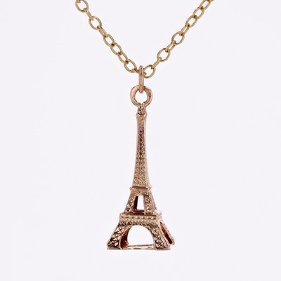 French 18 Karat Rose Gold Eiffel Tower Charm Pendant, 1960s-OLU-2027411