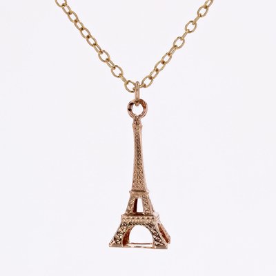 French 18 Karat Rose Gold Eiffel Tower Charm Pendant, 1960s-OLU-2027411