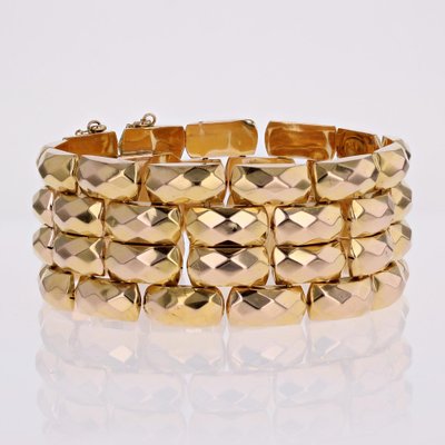 French 18 Karat Rose Gold Faceted Bracelet-OLU-1763988