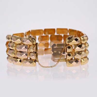 French 18 Karat Rose Gold Faceted Bracelet-OLU-1763988