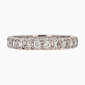 French 18 Karat White Gold Diamonds Wedding Ring, 1970s-OLU-1743322