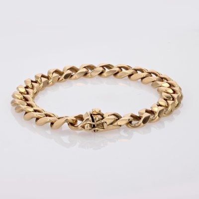 French 18 Karat Yellow Gold Curb Bracelet, 1950s-OLU-1731248