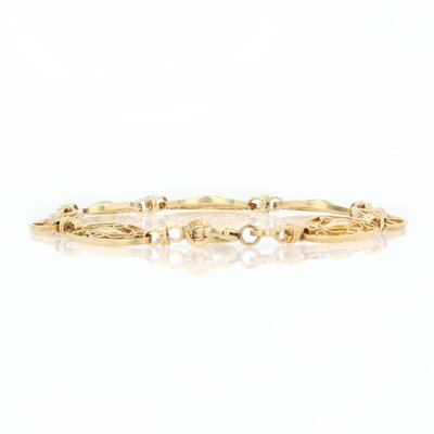 French 18 Karat Yellow Gold Filigree Link Bracelet, 1950s-OLU-1159693