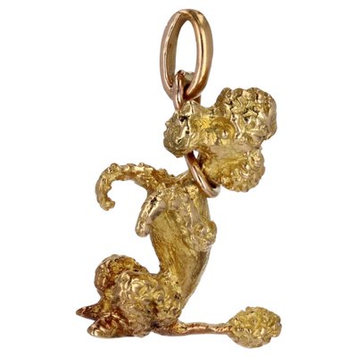 French 18 Karat Yellow Gold Sitting Poodle Charm Pendant, 1960s-OLU-1724506