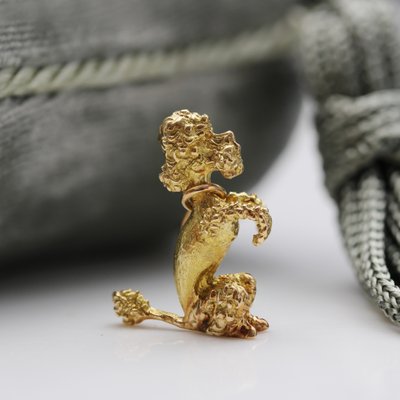 French 18 Karat Yellow Gold Sitting Poodle Charm Pendant, 1960s-OLU-1724506