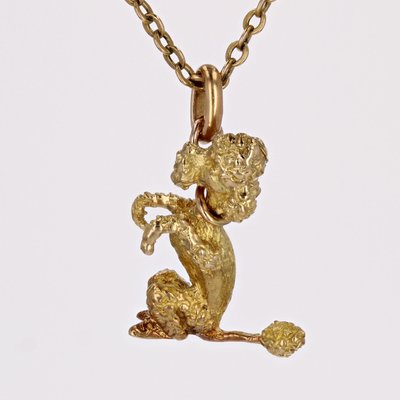 French 18 Karat Yellow Gold Sitting Poodle Charm Pendant, 1960s-OLU-1724506