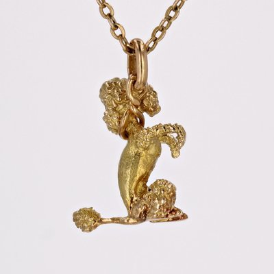 French 18 Karat Yellow Gold Sitting Poodle Charm Pendant, 1960s-OLU-1724506