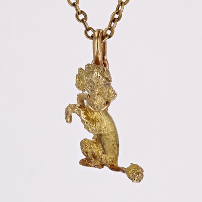 French 18 Karat Yellow Gold Sitting Poodle Charm Pendant, 1960s-OLU-1724506