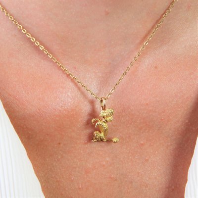 French 18 Karat Yellow Gold Sitting Poodle Charm Pendant, 1960s-OLU-1724506