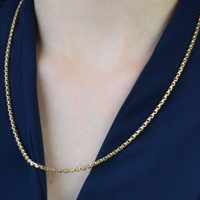 French 18 Karat Yellow Gold Thick Jaseron Mesh Chain, 1950s-OLU-1335863