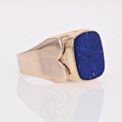 French 1950s Lapis Lazuli 18 Karat Yellow Gold Signet Ring-OLU-1718969