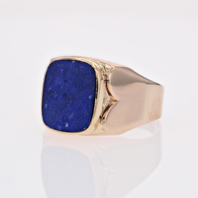 French 1950s Lapis Lazuli 18 Karat Yellow Gold Signet Ring-OLU-1718969