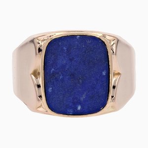 French 1950s Lapis Lazuli 18 Karat Yellow Gold Signet Ring-OLU-1718969