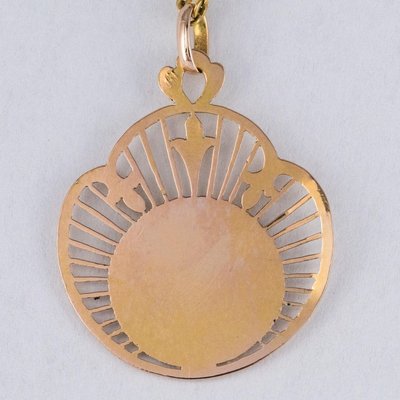 French 19th Century 18 Karat Rose Gold Haloed Virgin Medal-OLU-896445