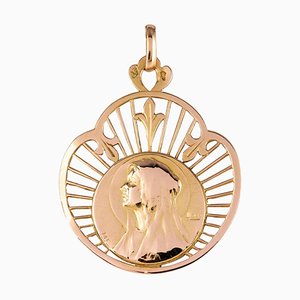 French 19th Century 18 Karat Rose Gold Haloed Virgin Medal-OLU-896445