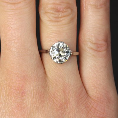 French 207 Carats Diamond Platinum Solitaire Ring-OLU-1763983