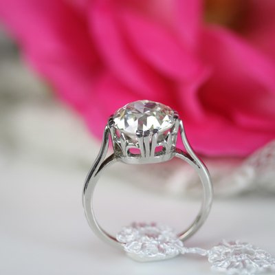 French 207 Carats Diamond Platinum Solitaire Ring-OLU-1763983