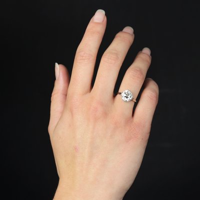 French 207 Carats Diamond Platinum Solitaire Ring-OLU-1763983