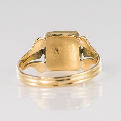 French 20th Century 18 Karat Yellow Gold Engraved Signet Ring-OLU-896804