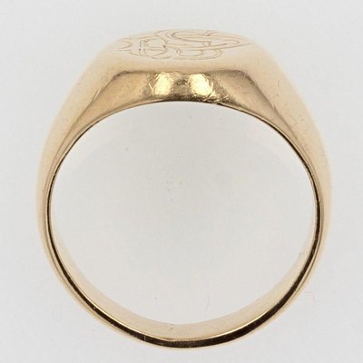 French 20th Century 18 Karat Yellow Gold Engraved with Initials Signet Ring-OLU-1073712