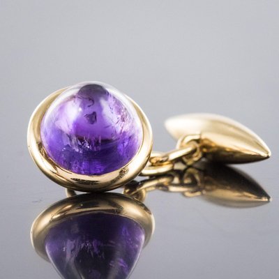 French 20th Century Amethyst and 18 Karat Yellow Gold Cufflinks, Set of 2-OLU-896621