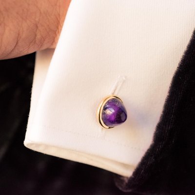 French 20th Century Amethyst and 18 Karat Yellow Gold Cufflinks, Set of 2-OLU-896621