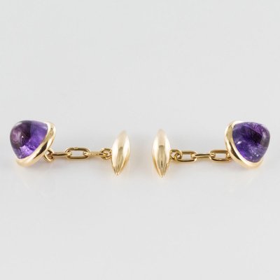 French 20th Century Amethyst and 18 Karat Yellow Gold Cufflinks, Set of 2-OLU-896621