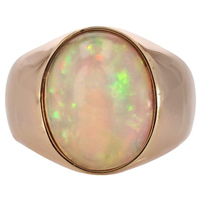 French 4.75 Carats Opal 18 Karat Yellow Gold Bangle Ring, 1960s-OLU-1718974