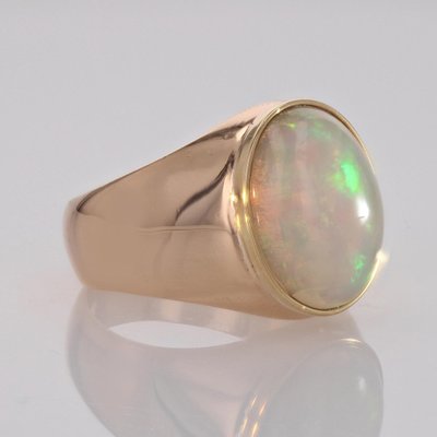 French 4.75 Carats Opal 18 Karat Yellow Gold Bangle Ring, 1960s-OLU-1718974