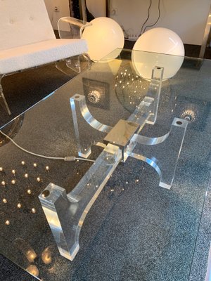 French Acrylic Glass and Metal Coffee Table by Philippe Jean, 1970s-FUE-549324