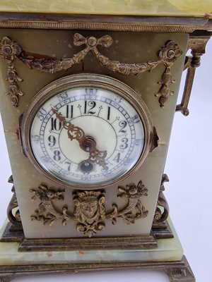 French Alabaster Clock, Early 20th Century-RKF-1779642