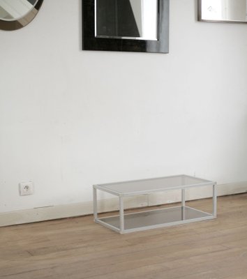 French Aluminum and Smoked Glass Coffee Table, 1980s-MAO-686536