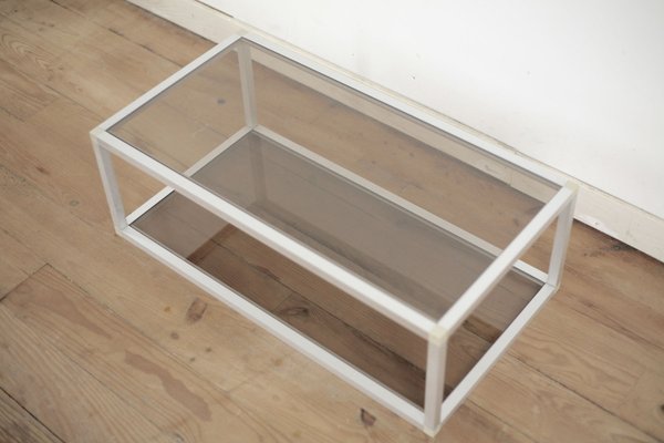 French Aluminum and Smoked Glass Coffee Table, 1980s-MAO-686536