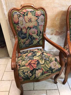 French Armchair in Upholstered Cherrywood, 1850s, Set of 2-ULU-1761181