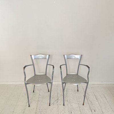 French Armchairs in Metal and Copper, 1980s, Set of 2-FB-1723649