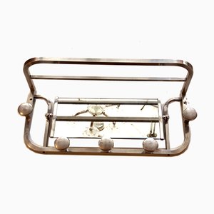 French Art Deco Aluminum Coat Rack with Mirror, 1940s-SY-952252