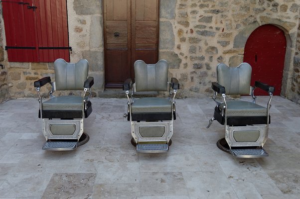 French Art Deco Barber Chairs, 1940, Set of 3-XNH-1804650