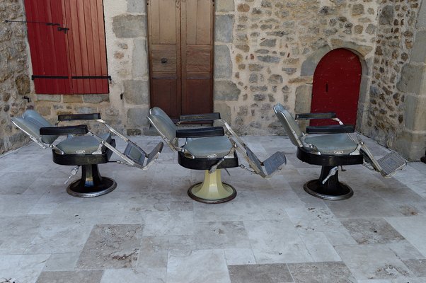 French Art Deco Barber Chairs, 1940, Set of 3-XNH-1804650