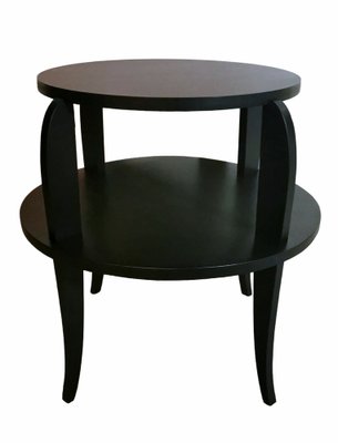 French Art Deco Black Round 2-Top Tea or Coffee Table, 1930s-QRS-1756680