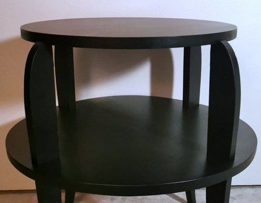 French Art Deco Black Round 2-Top Tea or Coffee Table, 1930s-QRS-1756680