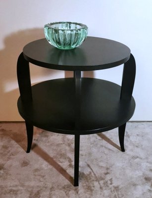 French Art Deco Black Round 2-Top Tea or Coffee Table, 1930s-QRS-1756680