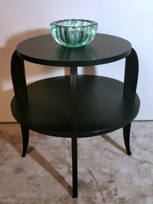 French Art Deco Black Round 2-Top Tea or Coffee Table, 1930s-QRS-1756680