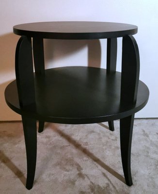 French Art Deco Black Round 2-Top Tea or Coffee Table, 1930s-QRS-1756680