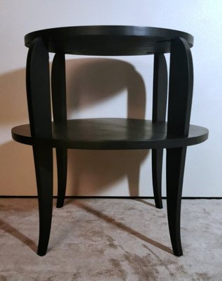 French Art Deco Black Round 2-Top Tea or Coffee Table, 1930s-QRS-1756680