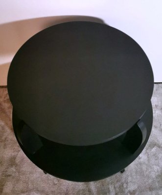 French Art Deco Black Round 2-Top Tea or Coffee Table, 1930s-QRS-1756680