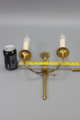 French Art Deco Brass Twin-Arm Sconces, 1930, Set of 2-KEG-1769401