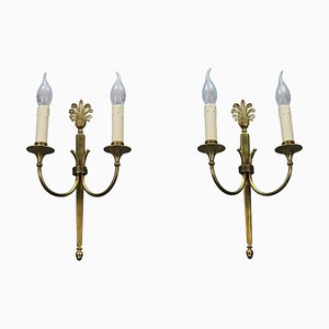 French Art Deco Brass Twin-Arm Sconces, 1930, Set of 2-KEG-1769402