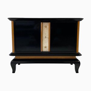 French Art Deco Cabinet in Parchment, Maple and Black Lacquer, 1940s-FF-1194196